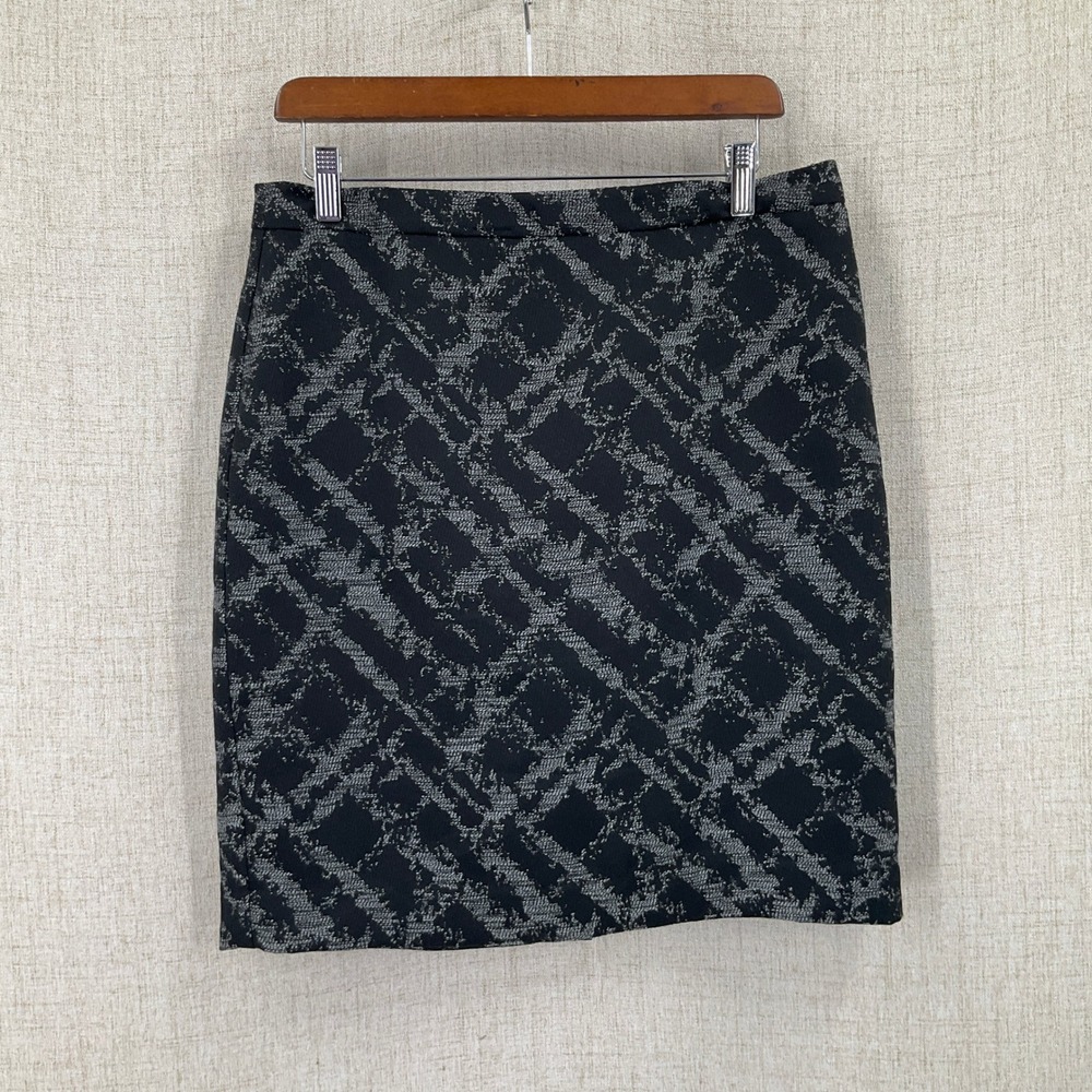 Ann Taylor LOFT Pencil Skirt Women 10 Black Grey Jacquard Office Career NEW